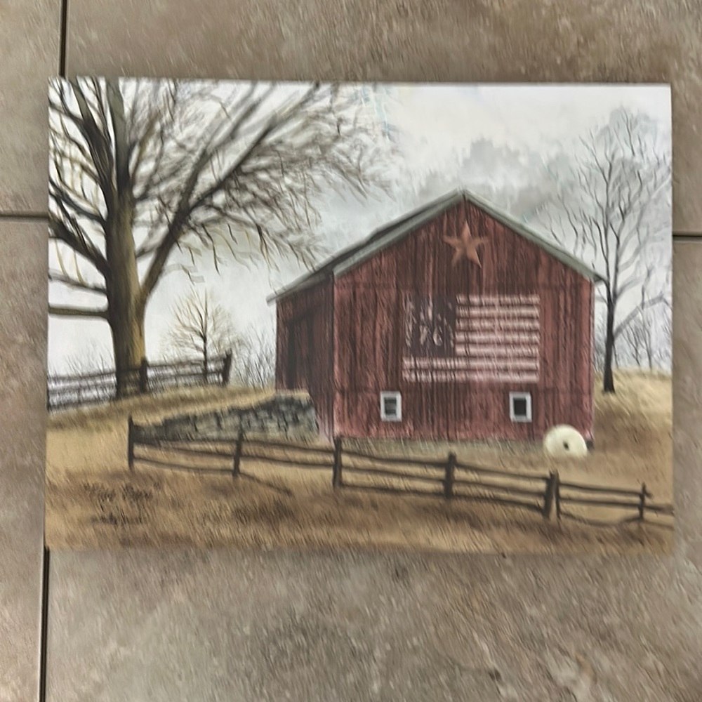 Billy Jacobs “Flag Barn” Americana printed canvas